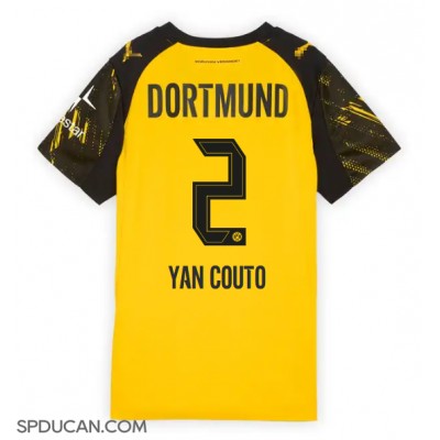 Zenski Nogometni Dres Borussia Dortmund Yan Couto #2 Domaci 2025-26 Kratak Rukav Zenski Nogometni Dres Borussia Dortmund Yan Couto #2 Domaci 2025-26 Kratak Rukav